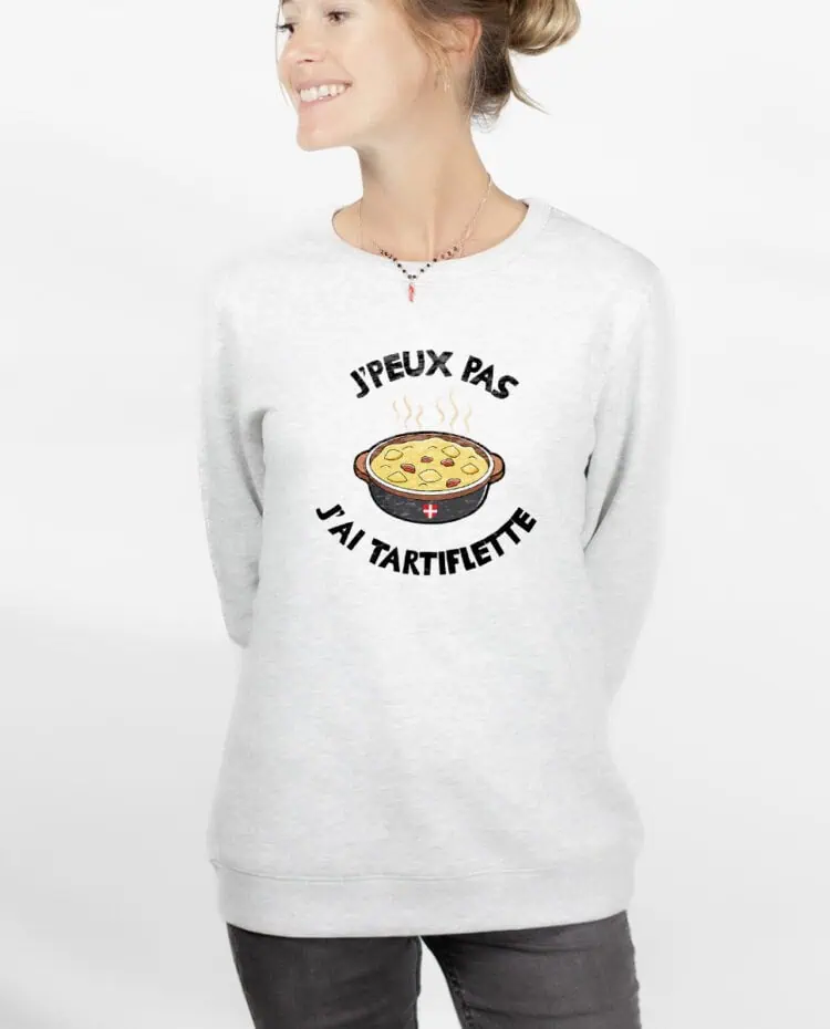 Jpeux pas jai tartiflette Sweatshirt pull Femme Blanc PUFBLA262