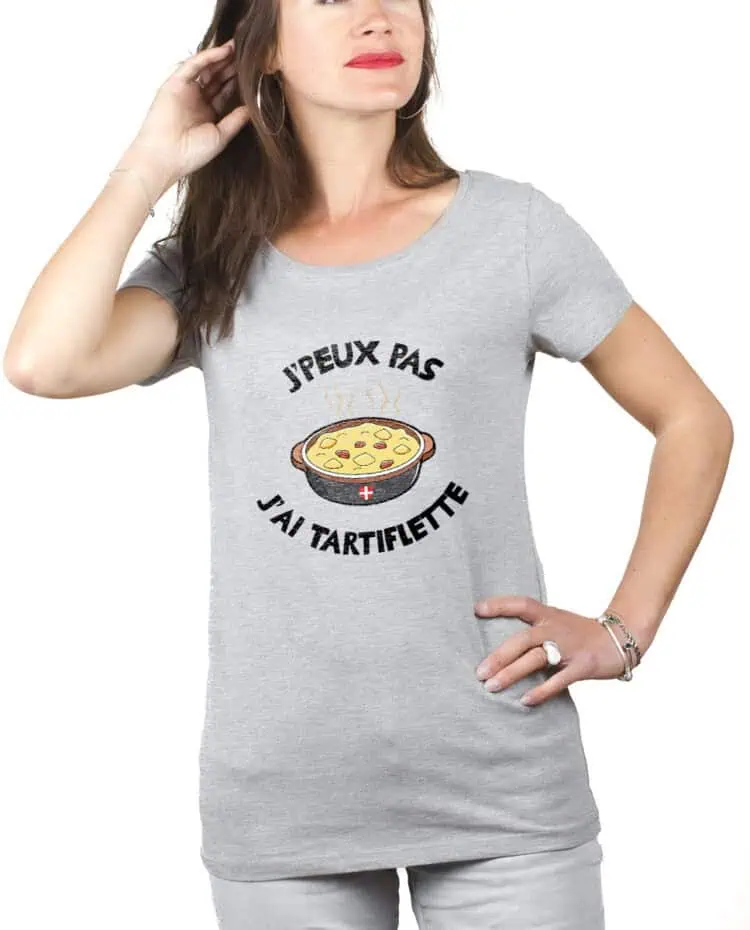 Jpeux pas jai tartiflette T shirt Femme Gris TSFG262