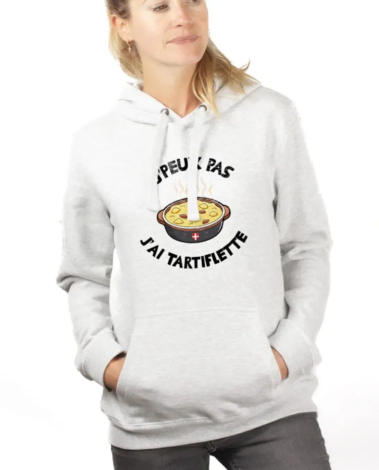 Jpeux pas jai tartiflette hoodie Sweat capuche Femme Blanc SWFBLA262