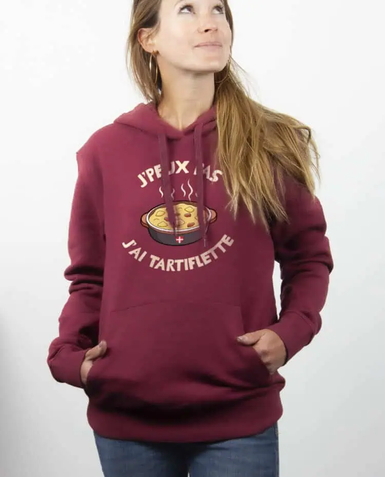 Jpeux pas jai tartiflette hoodie Sweat capuche Femme Bordeau SWFBOR262