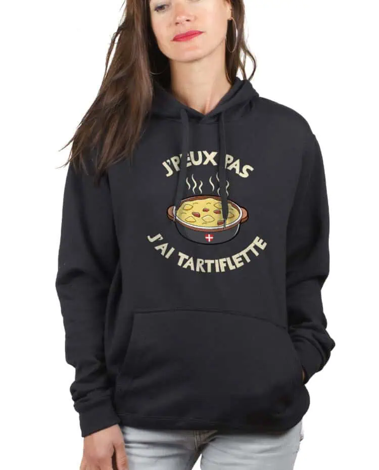 Jpeux pas jai tartiflette hoodie Sweat capuche Femme Noir SWFNOI262