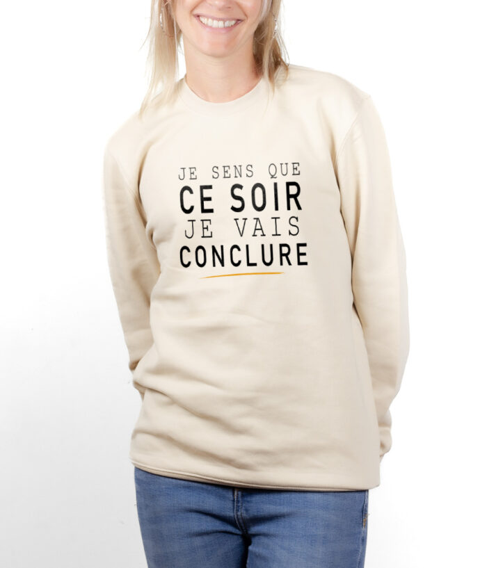 Le Bronzes Je sens que je vais conclure Sweatshirt pull Femme Naturel PUFNAT309