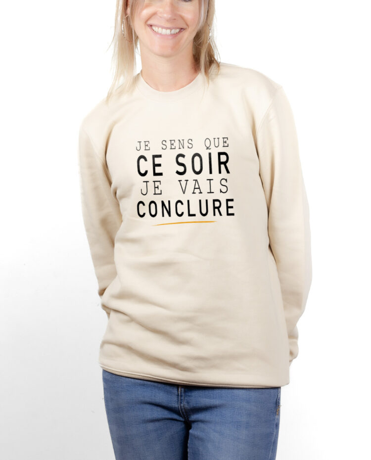 Le Bronzes Je sens que je vais conclure Sweatshirt pull Femme Naturel PUFNAT309