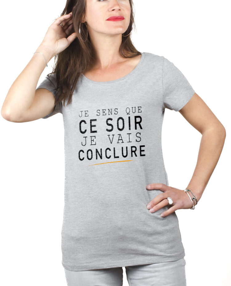 Le Bronzes Je sens que je vais conclure T shirt Femme Gris TSFG309