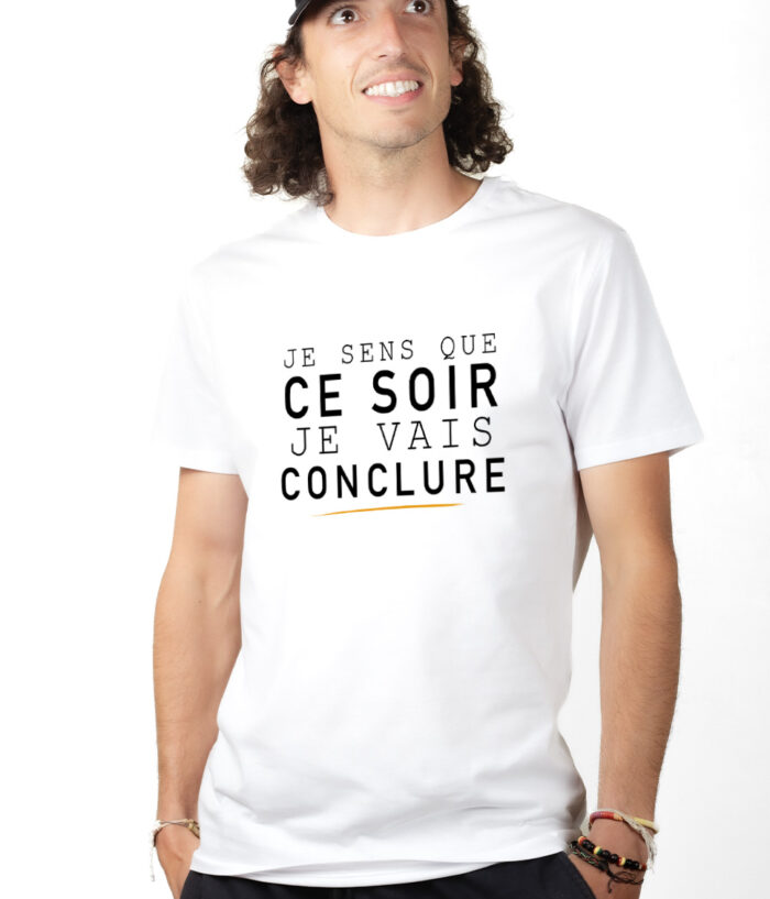 Le Bronzes Je sens que je vais conclure T shirt Homme Blanc TSHB309