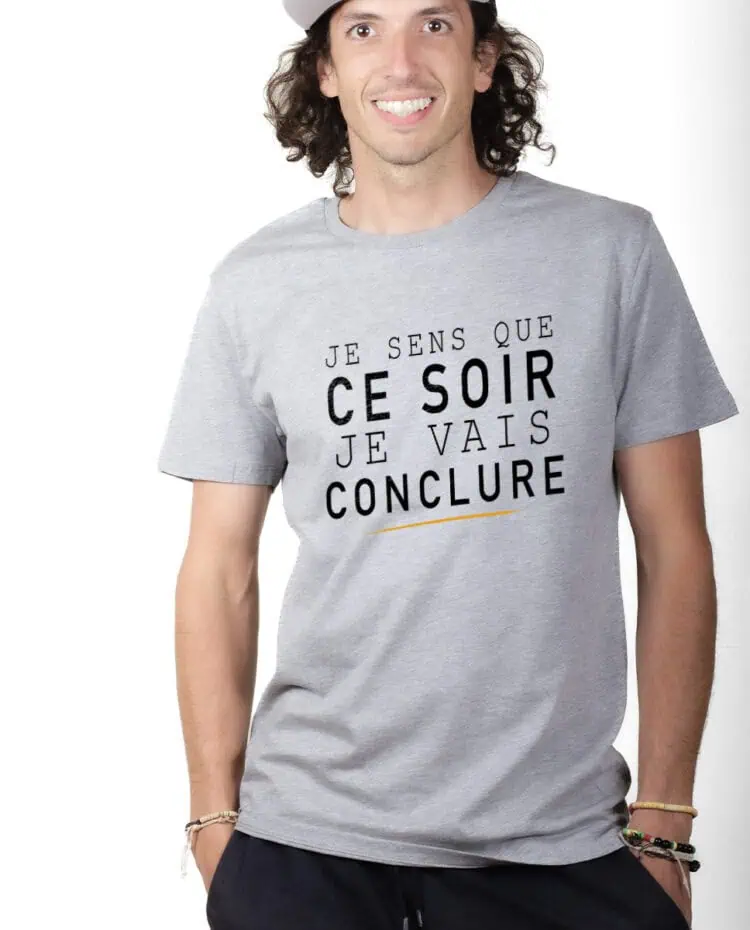 Le Bronzes Je sens que je vais conclure T shirt Homme Gris TSHG309