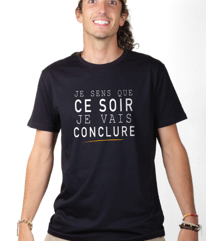 Le Bronzes Je sens que je vais conclure T shirt Homme Noir TSHN309