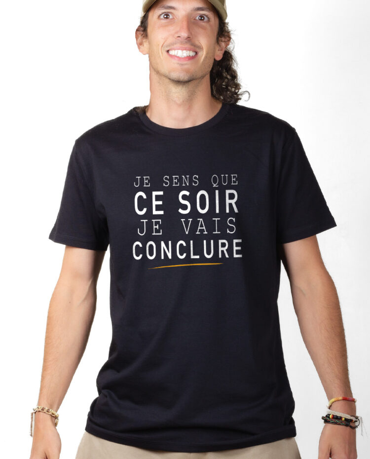 Le Bronzes Je sens que je vais conclure T shirt Homme Noir TSHN309