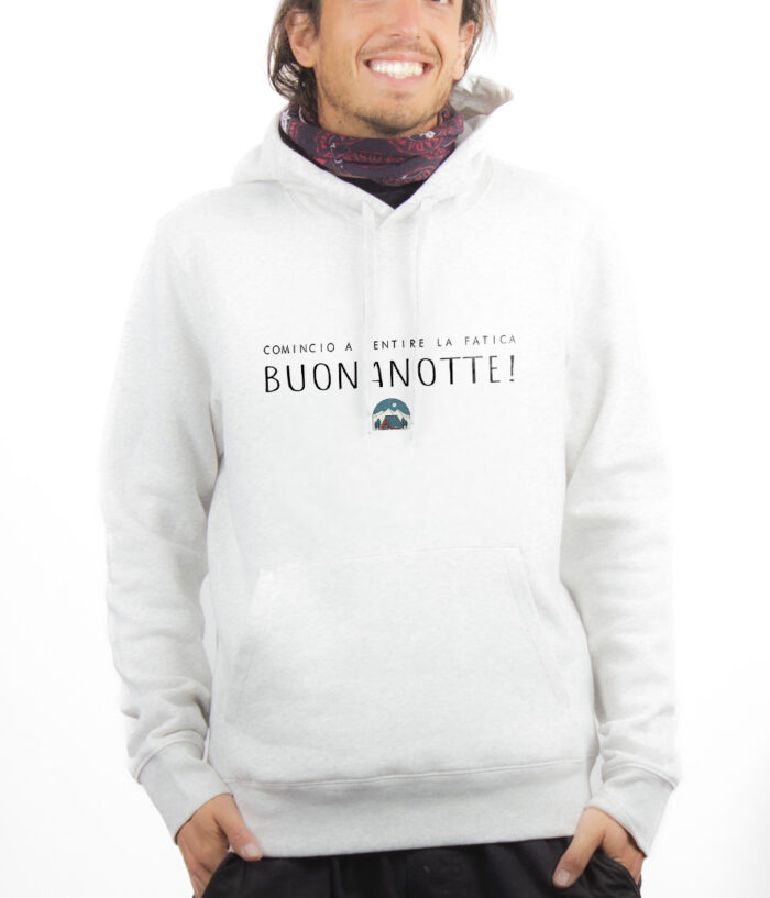 Les Bronzes Comincio a sentire la fatica buonanotte Hoodie Sweat capuche Homme Blanc SWHBLA314