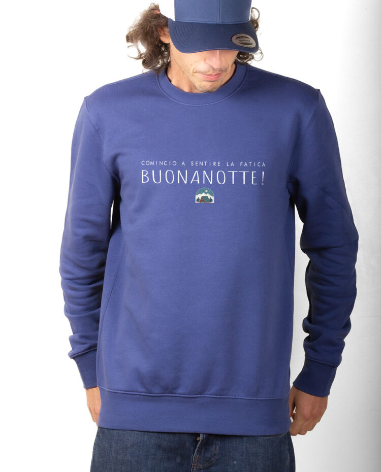 Les Bronzes Comincio a sentire la fatica buonanotte Sweatshirt Pull Homme bleu PUHBLE314