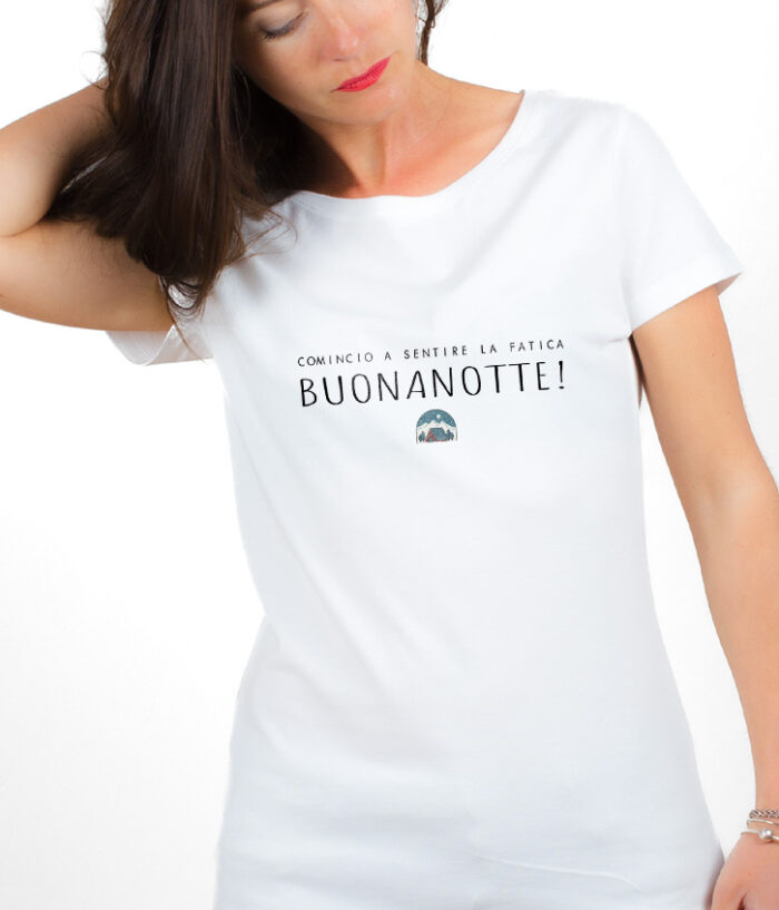 Les Bronzes Comincio a sentire la fatica buonanotte T shirt Femme Blanc TSFB314