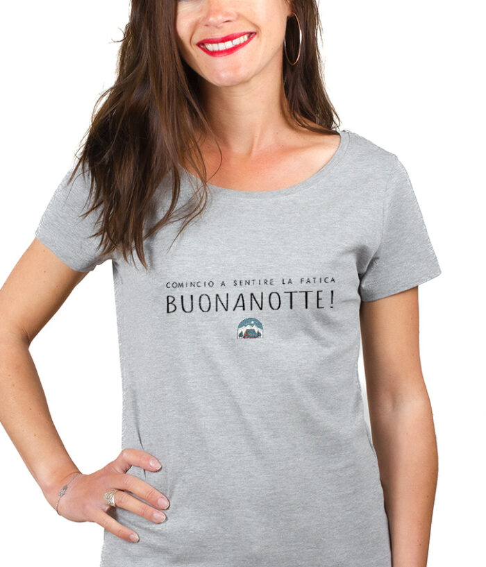 Les Bronzes Comincio a sentire la fatica buonanotte T shirt Femme Gris TSFG314