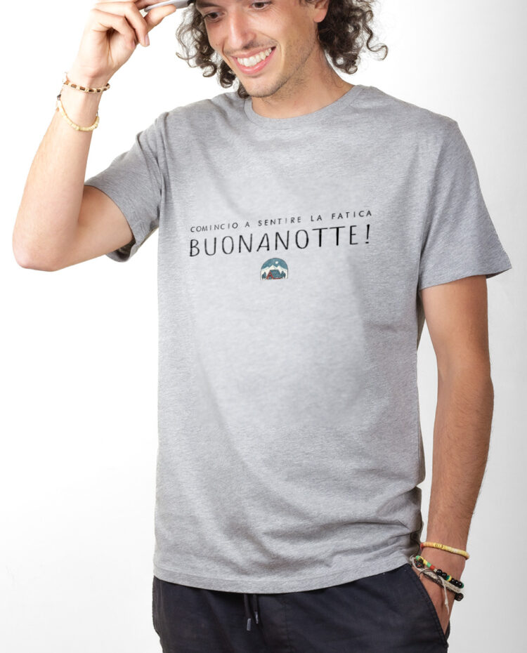 Les Bronzes Comincio a sentire la fatica buonanotte T shirt Homme Gris TSHG314