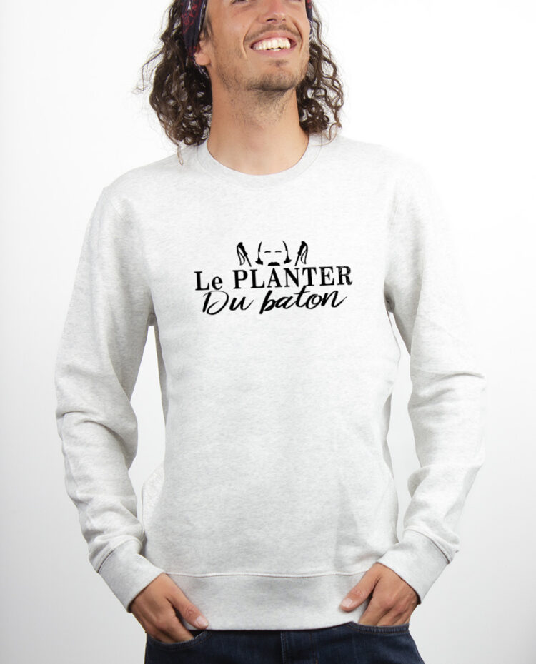 Les Bronzes Le planter du baton Sweatshirt Pull Homme Blanc PUHBLA307