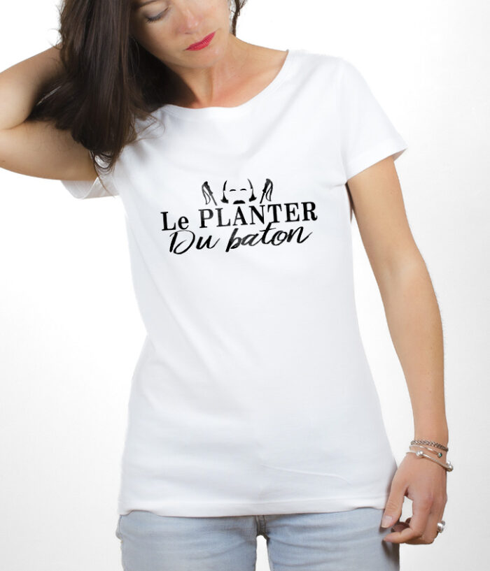 Les Bronzes Le planter du baton T shirt Femme Blanc TSFB307