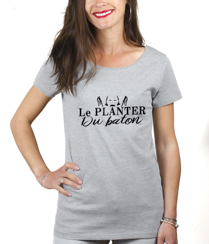 Les Bronzes Le planter du baton T shirt Femme Gris TSFG307