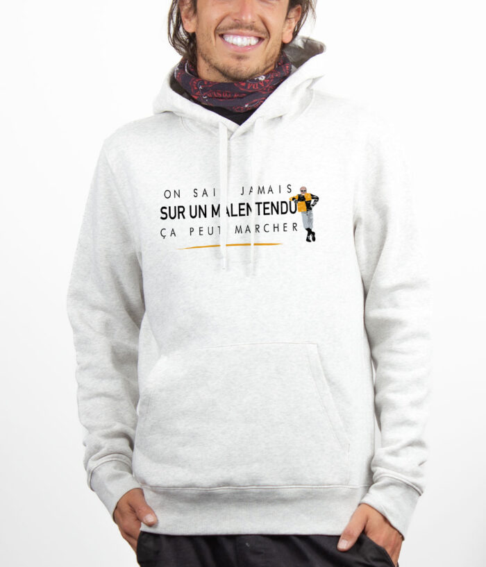 Les Bronzes Sur un malentendu ca peut marcher Hoodie Sweat capuche Homme Blanc SWHBLA308