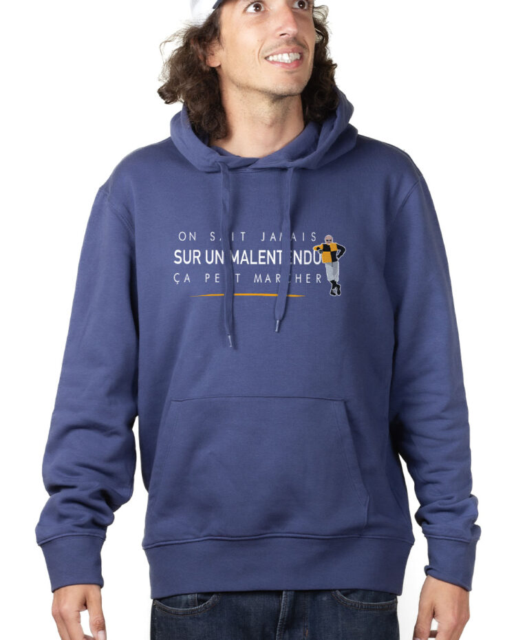 Les Bronzes Sur un malentendu ca peut marcher Hoodie Sweat capuche homme Bleu SWHBLE308