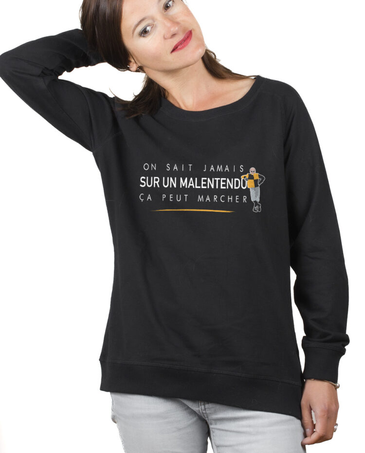 Les Bronzes Sur un malentendu ca peut marcher Sweatshirt pull Femme Noir PUFNOI308