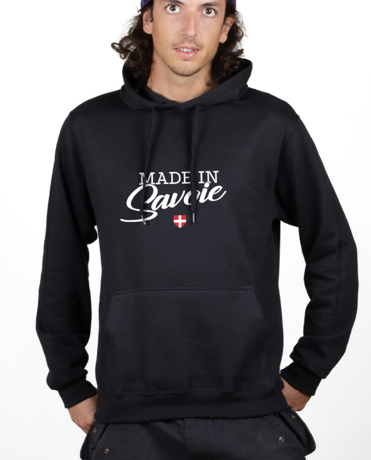 Made in Savoie Hoodie Sweat capuche Homme Noir SWHNOI263