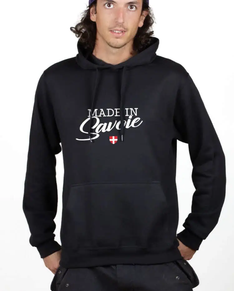 Made in Savoie Hoodie Sweat capuche Homme Noir SWHNOI263