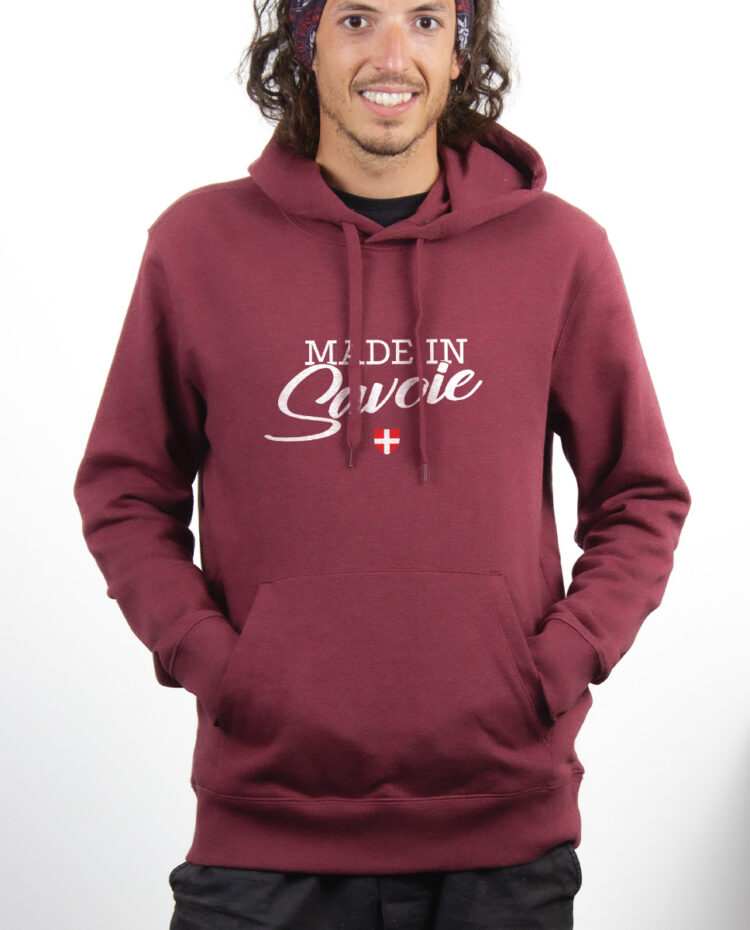 Made in Savoie Hoodie Sweat capuche Homme bordeau SWHBOR263