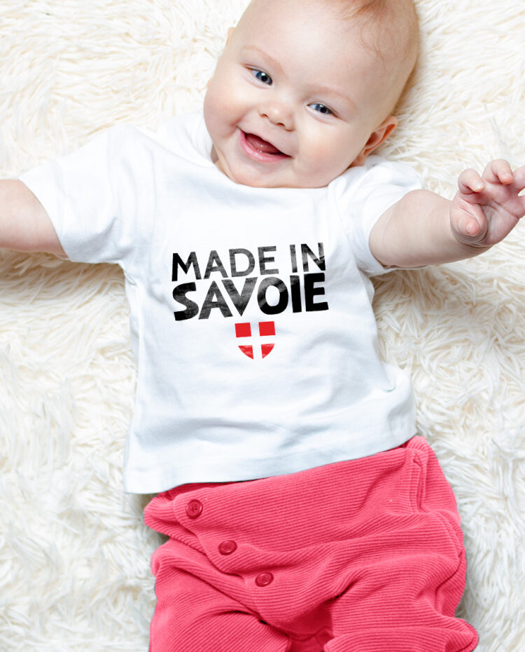 Made in Savoie T shirt bebe blanc fille TSBB263