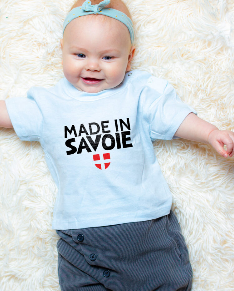 Made in Savoie T shirt bebe bleu fille TSBBL263