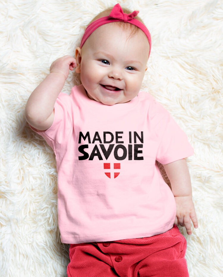 Made in Savoie T shirt bebe rose fille TSBRO263