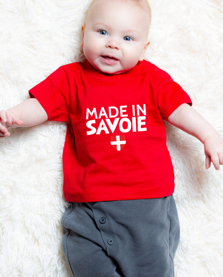 Made in Savoie T shirt bebe rouge garcon TSBR263