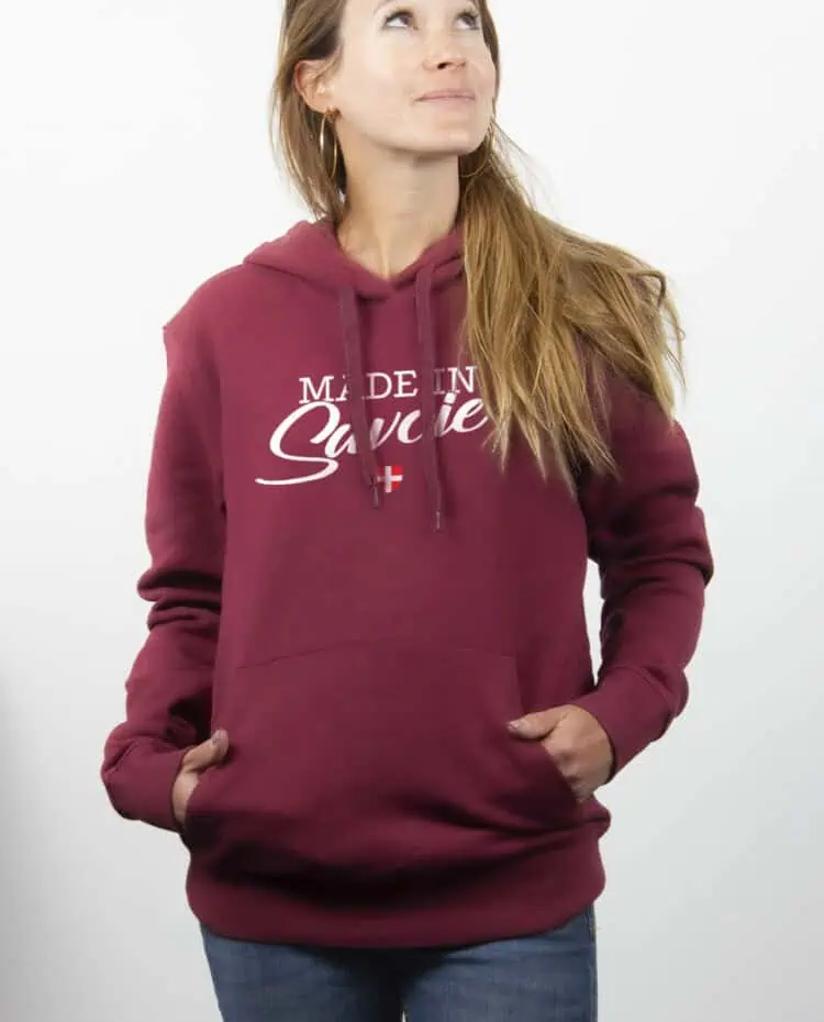 Made in Savoie hoodie Sweat capuche Femme Bordeau SWFBOR263