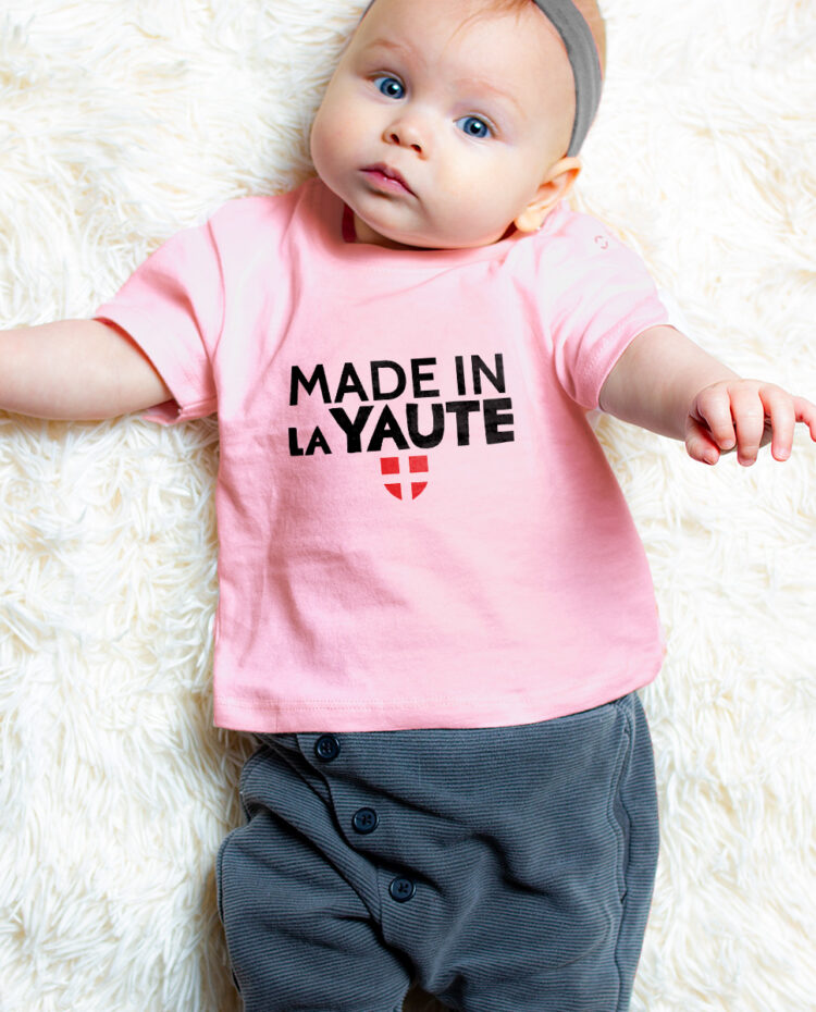 Made in la Yaute T shirt bebe rose garcon TSBRO264