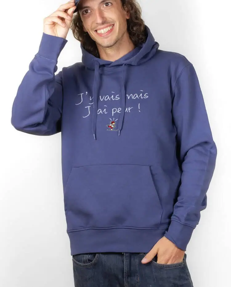 les bronzes Jy vais mais jai peurHoodie Sweat capuche homme Bleu SWHBLE258