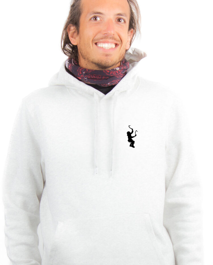 Cascade de glace picto Hoodie Sweat capuche Homme Blanc SWHBLA322