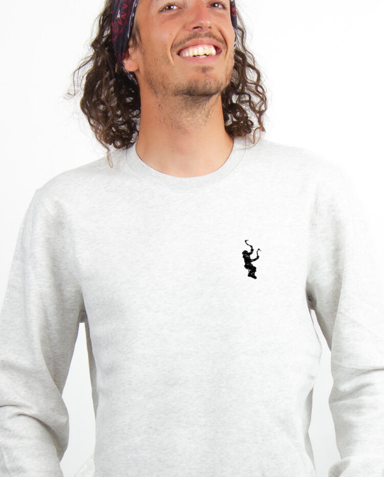 Cascade de glace picto Sweatshirt Pull Homme Blanc PUHBLA322