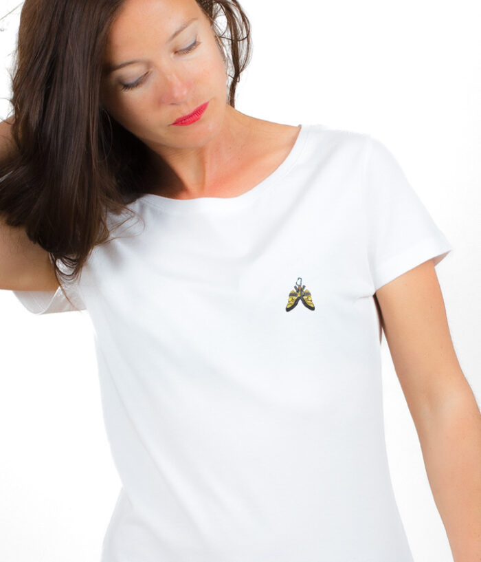 Chausson escalade picto T shirt Femme Blanc TSFB332