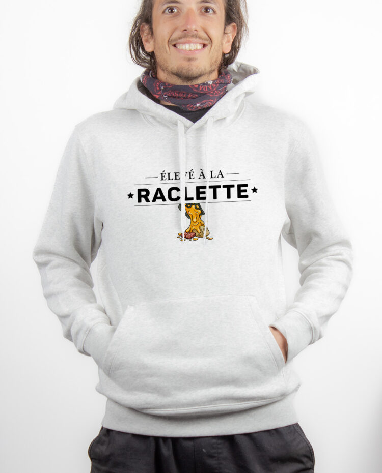 Eleve a la raclette Hoodie Sweat capuche Homme Blanc SWHBLA268