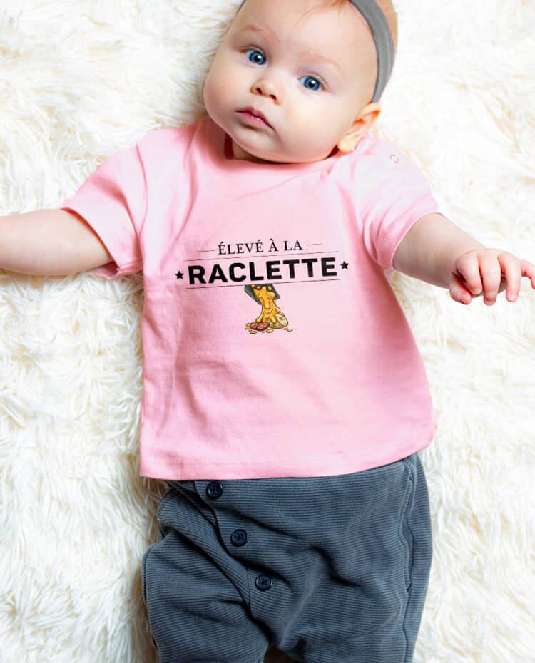 Eleve a la raclette T shirt bebe rose garcon TSBRO268