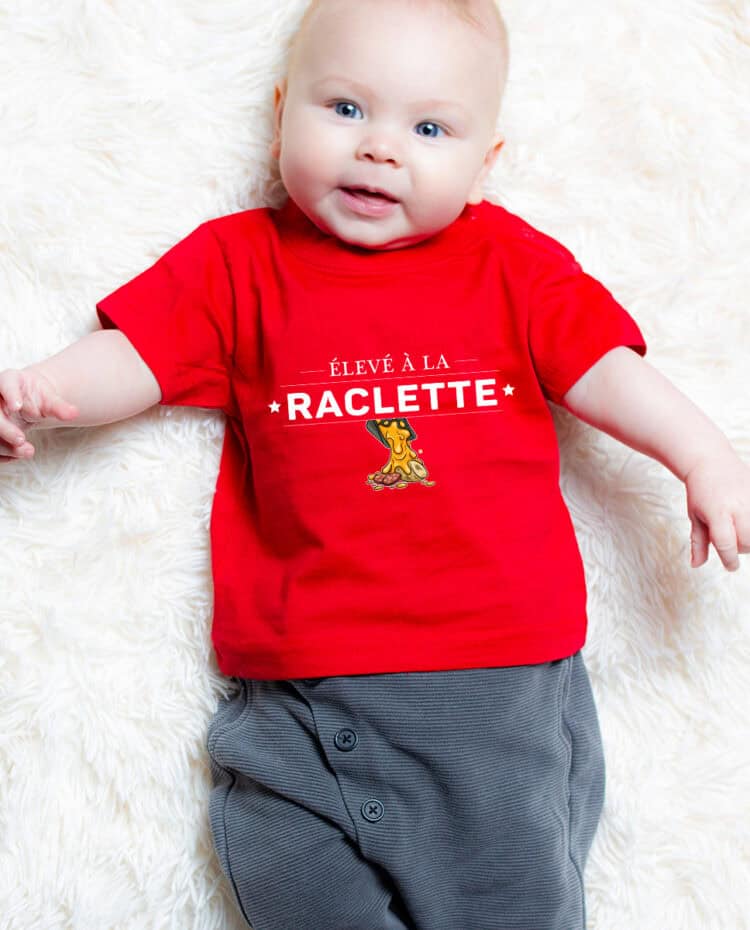 Eleve a la raclette T shirt bebe rouge garcon TSBR268