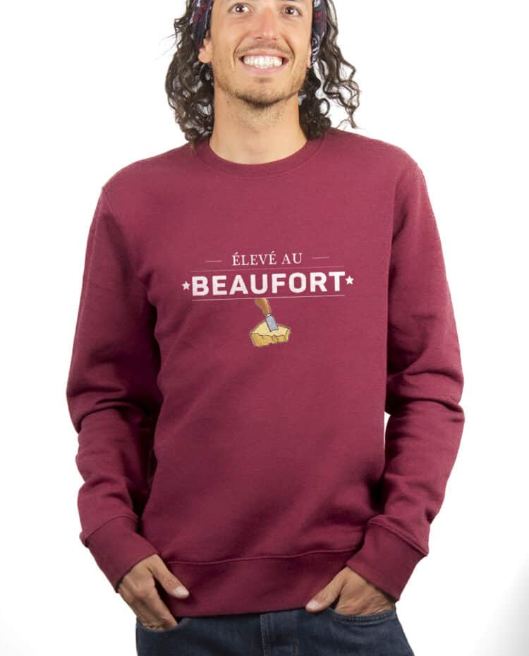 Eleve au Beaufort Sweatshirt Pull Homme Bordeau PUHBOR270