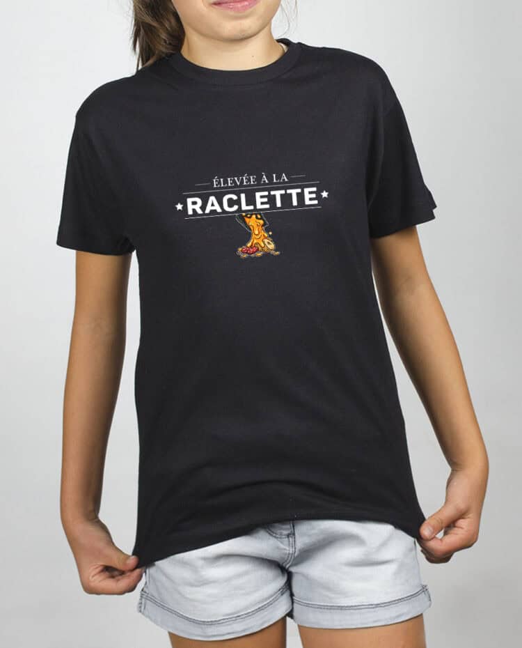 Elevee a la raclette T SHIRT FILLE NOIR TSEN267