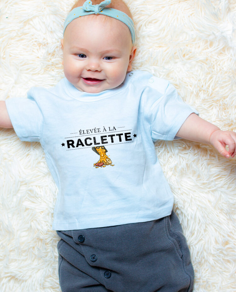 Elevee a la raclette T shirt bebe bleu fille TSBBL267