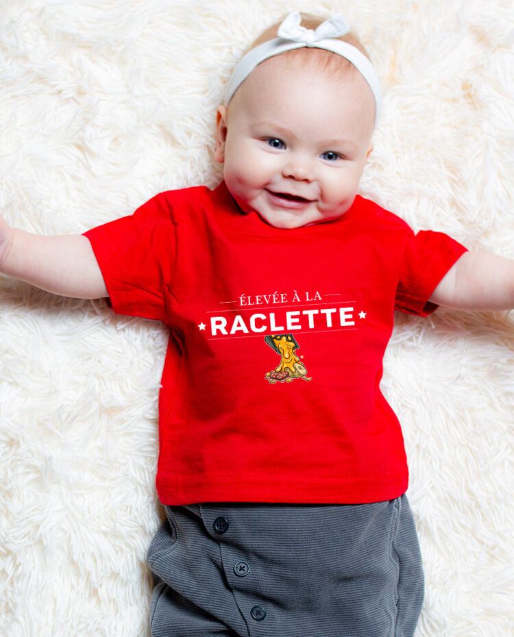 Elevee a la raclette T shirt bebe rouge fille TSBR267