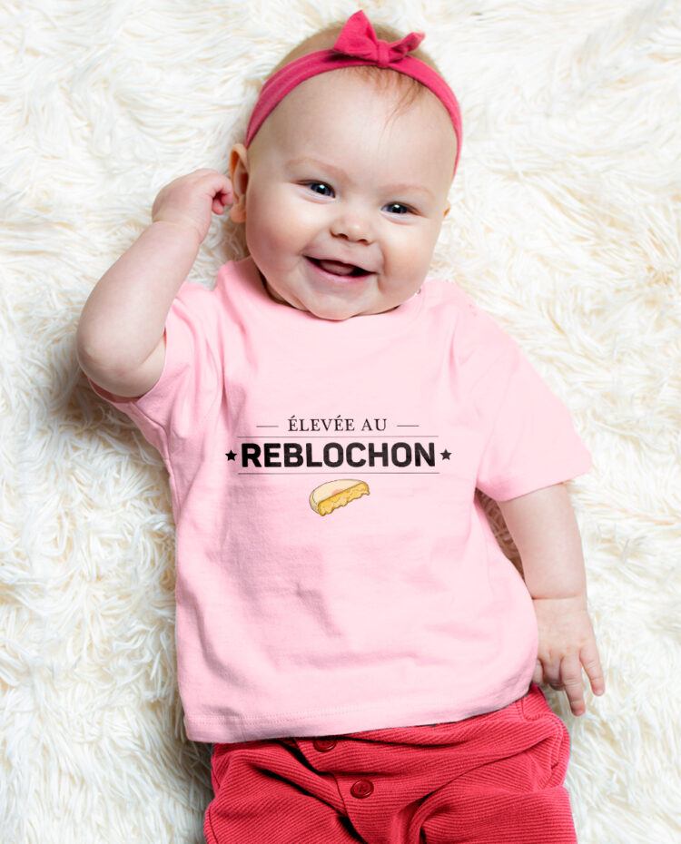 Elevee au reblochon T shirt bebe rose fille TSBRO265