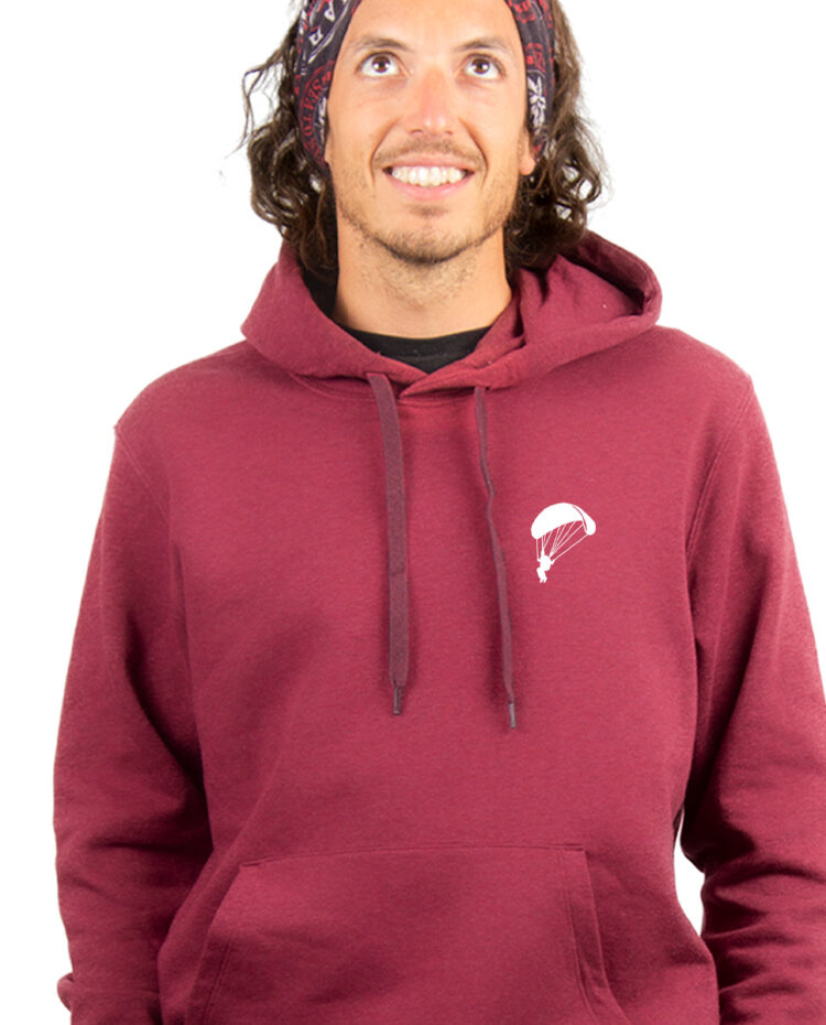 Parapente picto Hoodie Sweat capuche Homme bordeau SWHBOR321