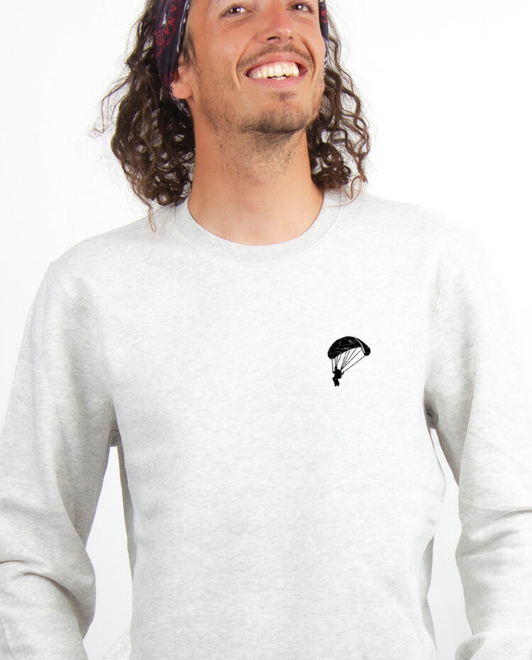 Parapente picto Sweatshirt Pull Homme Blanc PUHBLA321