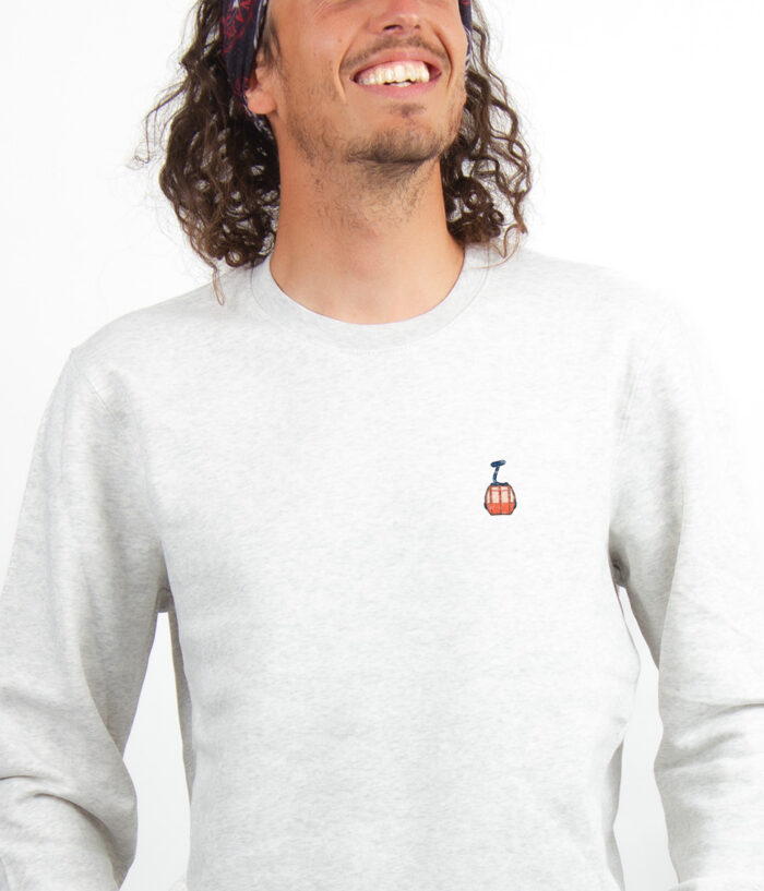 Telecabine picto Sweatshirt Pull Homme Blanc PUHBLA331