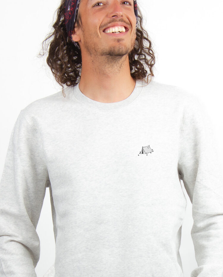 Tente picto Sweatshirt Pull Homme Blanc PUHBLA325