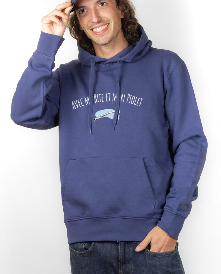 avec ma bite et mon piolet Hoodie Sweat capuche homme Bleu SWHBLE283