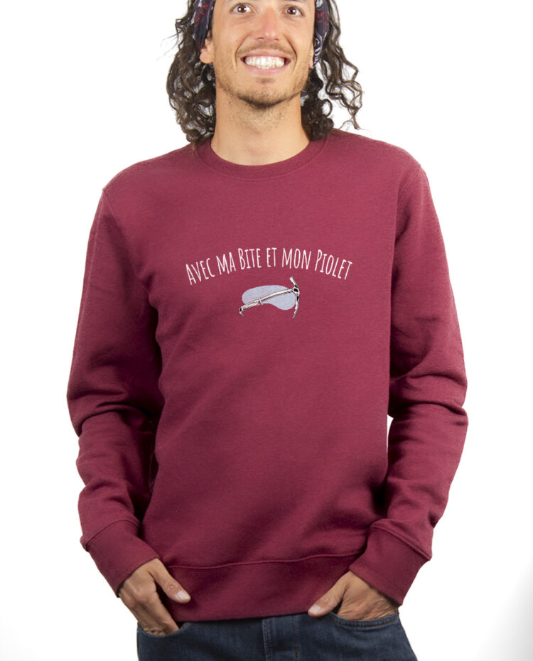 avec ma bite et mon piolet Sweatshirt Pull Homme Bordeau PUHBOR283